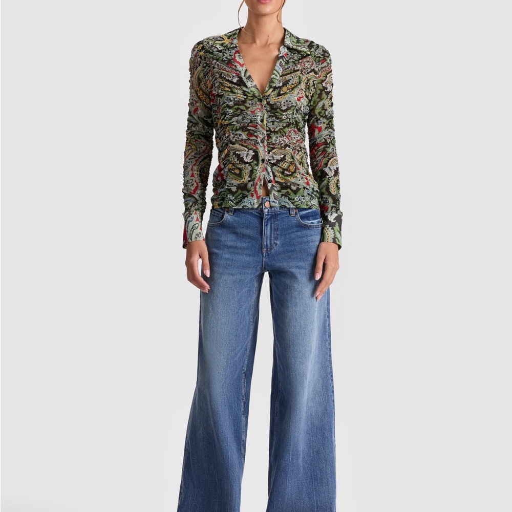 Alice + Olivia Multicolor Patterned Button-Down S… - image 2